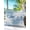 Blue, White, Gray, variant on 1 Pack Outdoor Throw Pillow, Summer Palm Trees Waterproof Pillow with Insert Included, Tropical Blue Shabby Abstract Art Beach Decorative Accent Cushion Sofa Pillows for Patio Porch, 16 x 16 In