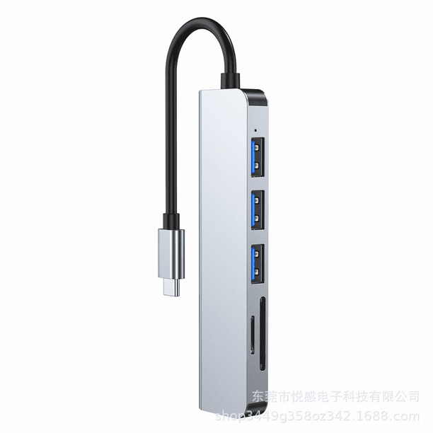 Adaptateur Hub USB-C 6en1 HDMI 4K USB 3.0 lecteur de carte SD-TF