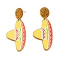 thumbnail image 2 of QIQUWOHUL Mexican Carnival Earrings Stud Earrings Hat Violin Colorful Print Simple Fashion Geometric Earrings Earrings Accessories Female, 2 of 4