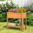 thumbnail image 5 of Costway Raised Garden Bed 39 x 20 x 39 in Outdoor Fir Wood Planter Box with Storage Shelf, 5 of 11