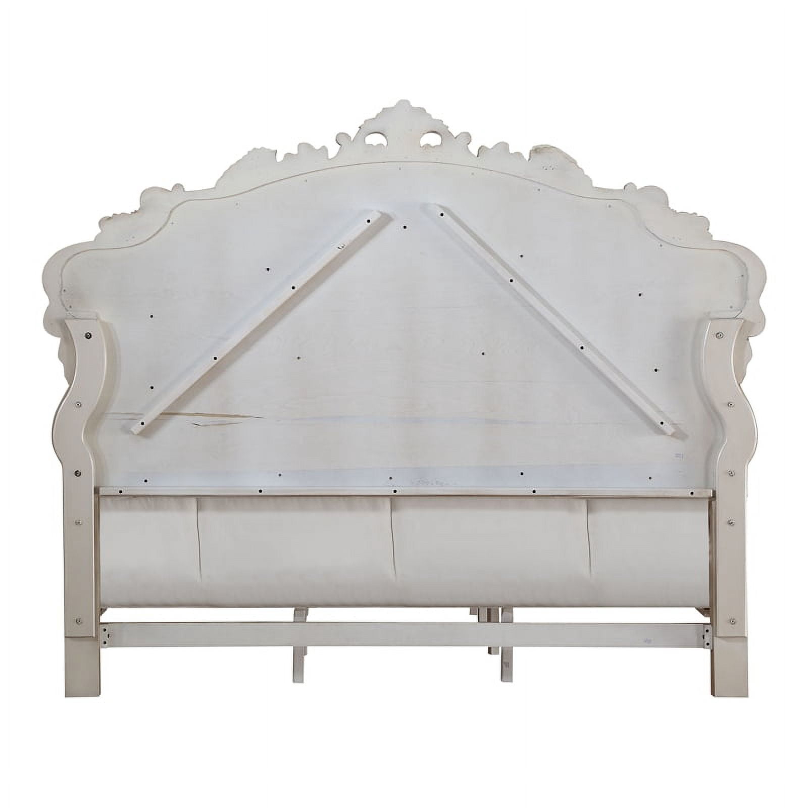 Acme Gorsedd Queen Bed in Cream Fabric and Golden Ivory