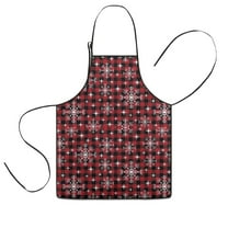 Red and Black Christmas Snowflake Pattern Kids Aprons for Girls and Boys,Adjustable Neck Strap Toddler Aprons for Kids Cooking Baking