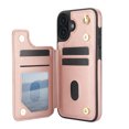 thumbnail image 3 of For iPhone 16 Plus Crossbody Wallet Phone Case,With Shoulder Strap,Card Slots,Back Double Magnetic Clasp PU Leather Flip Kickstand,Durable Shockproof Anti-fall Phone Case Cover,Rosegold, 3 of 9