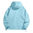 thumbnail image 6 of Womens Waterproof Rain Jacket Lightweight Zip Up Hooded Trench Coat Loose Fit Packable Windbreaker Light Blue M, 6 of 7