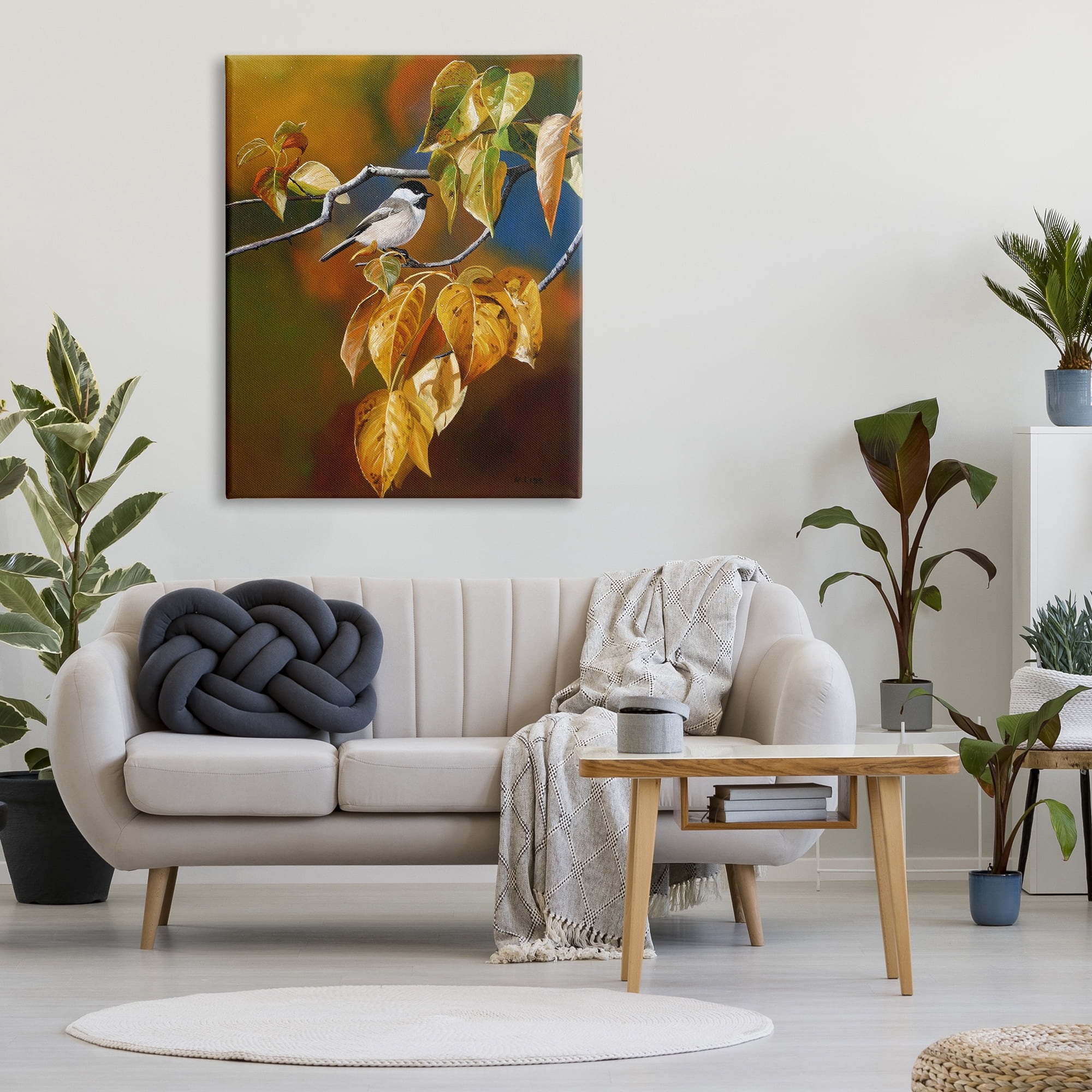 Stupell Industries Bird Perched in Nature Animals & Insects Painting Gallery Wrapped Canvas Print Wall Art, 36 x 48