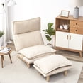 thumbnail image 3 of Lazy Chair with Ottoman, Upholstered Accent Lounge Chair with Footstool, Single Sofa Chair with Adjustable Backrest, Foldable Recliner Chair Set for Living Room, Bedroom, Balcony, White, 3 of 9