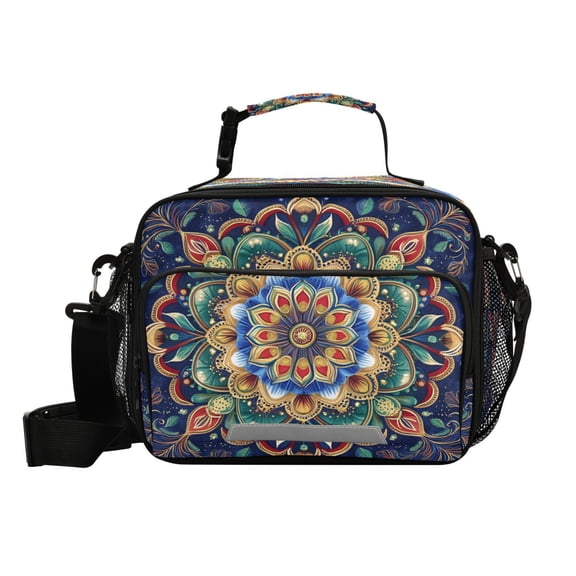 6L Leakproof Lunch Tote with Thermal Lining Lunch Bag Picnic Cooler Bag Vibrant Mandala Pattern