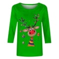 thumbnail image 4 of JURANMO Prime Big Deal Days Womens 3/4 Sleeve Fall Fashion Tops 2024 Casual Crewneck Pullover Blouses Xmas Cute Graphic Tees Shirts Green M, 4 of 5