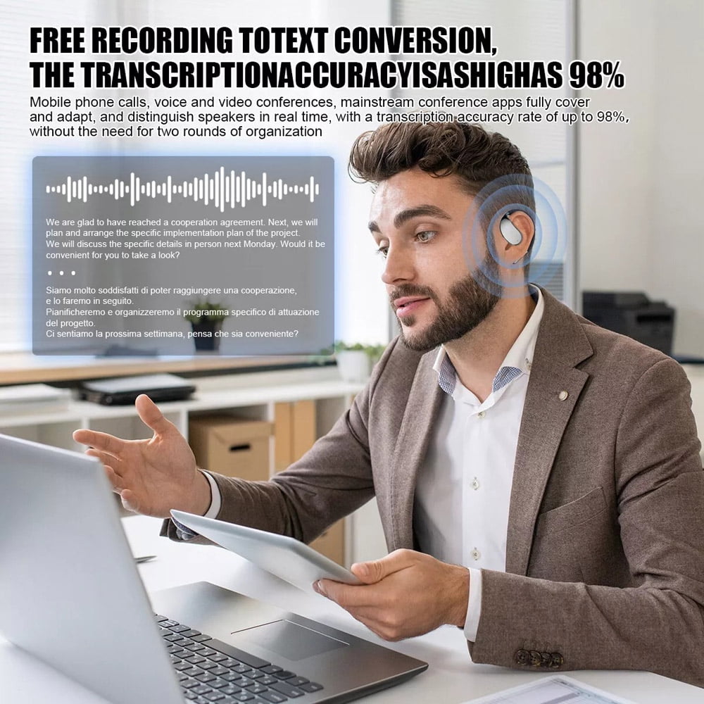 3-in-1 Smart Voice Translation Earbuds, Real-Time Translator Headset, 150+ Languages , Bluetooth, AI Translator Headset, Built In Microphone Waterproof On Off Switch Rechargeable Battery Call