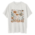 thumbnail image 6 of Spring Tops for Women LEBONYARD Womens Summer Tops Loose Fit,Tshirts for Women Round Neck,Women's Fashion Summer Round Neck Drop Sleeves Leisure Short Sleeve Flower Printing Tops White M, 6 of 7