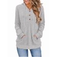 thumbnail image 2 of Hoodies Long Sleeve V-Neck Casual Sweatshirts Fall Outfits Pullover Winter Clothes Grey S, 2 of 7