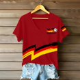 thumbnail image 4 of Women's Germany Football Graphic T-Shirt, V-Neck Casual Letter Print T-Shirt, Fashion Short Sleeve Graphic Tee, Summer Daily Lightweight Tops for Soccer Tournament 2026 Red Size: M, 4 of 4