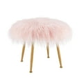 thumbnail image 4 of Linon Arlo Vanity Stool, 17.75" Seat Height, Pale Gold Finish with Pink Fabric, 4 of 8