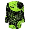 thumbnail image 5 of WTOBBY Women's Halloween Printed V-Neck Loose Shirt with 3/4 Sleeve, Casual Button Detail T-Shirt Top for Fall Season, Comfortable Fashion Apparel and Daily Wear,Green L, 5 of 6