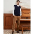 thumbnail image 3 of Kallspin Men's Wool Blend Sweater Vest Cable Knit V Neck Knitted Sleeveless Pullover(Navy Blue,X-Large,Tall), 3 of 7