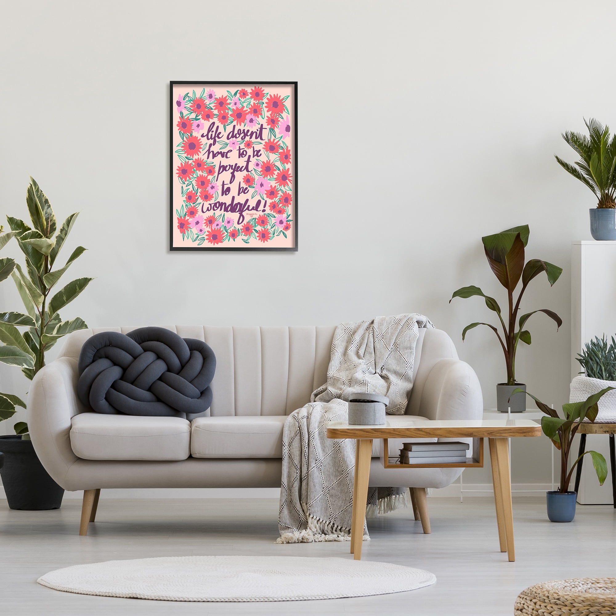 Stupell Industries Uplifting Floral Phrase Botanical & Floral Painting Black Framed Art Print Wall Art, 24 x 30