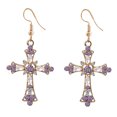 thumbnail image 4 of SPRING PARK Rhinestone Upside Down Cross Rhinestone Inlaid Pendant Necklace Women's Earrings Jewelry Set, 4 of 5