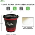 thumbnail image 3 of EcoQuality 12 oz Disposable Paper Coffee Cups with Black Flat Lids, Recyclable Hot/Cold Beverage Paper Drinking Cups with Lids for Tea, Water, Coffee, Travel, Picnic, Breakroom, Office (100 PACK), 3 of 5