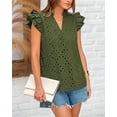 thumbnail image 5 of FreshPretty Women Summer Eyelet Tops Dressy Casual V Neck Ruffle Cap Sleeve Cotton Boho Shirts Lace Embroidered Blouses 2025, 5 of 7