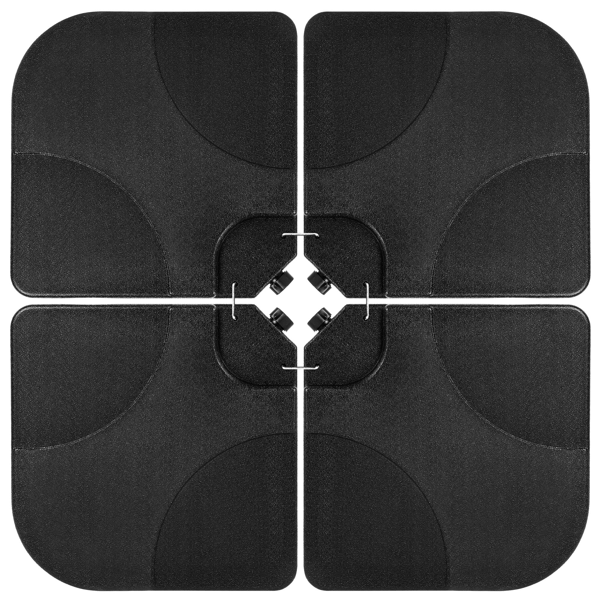 Best Choice Products 4-Piece Cantilever Offset Patio Umbrella Stand Square Base Plate Set w/ Easy-Fill Spouts - Black