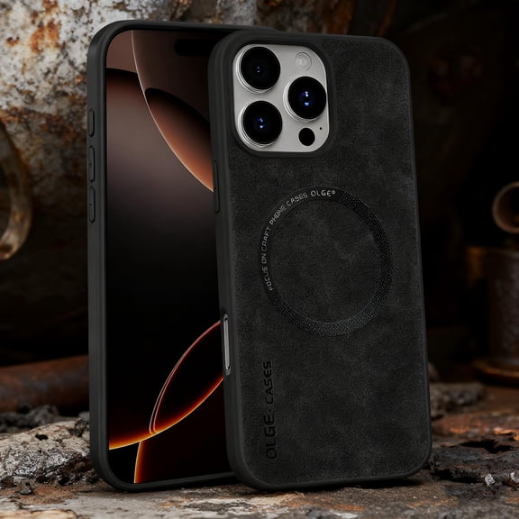 for iPhone 12 Pro Max Magnetic Case, PU Leather Hybrid PC   TPU Phone Cover Compatible with Mag-Safe, Military-Grade Drop Protection, Scratch-Resistant Back Cover for iPhone 12 Pro Max, Black