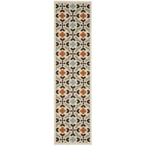 SAFAVIEH Veranda Branson Geometric Indoor/Outdoor Runner Rug, Cream/Terracotta, 2'3" x 6'7"