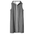thumbnail image 3 of Brondbend Women Vest Jacket Coat for Women Hooded Sleeveless Full Zipper Outerwear Solid Color Leisure Loose Fit Coats Ladies Going out Tops Gray, 3 of 5