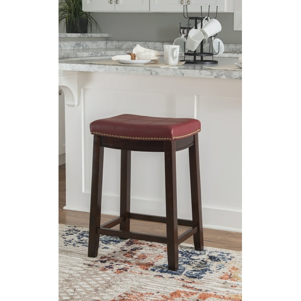 Backless Wood Counter Stool Dark Brown, Brown Black Leather Backless Counter Stools