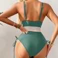 thumbnail image 5 of Bathing Suit for Women Tummy Control Sexy Deep V Neck Open Back High Leg Cheeky Resort Swimsuit Green S, 5 of 5