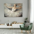 thumbnail image 2 of COMIO Dancer Tapestry Wall Hanging White Cute Ballerina Dancing Oil Painting Room Decorative Wall Tapestry for Men/Women/Girl/Boy Polyester 40x30 Inch, 2 of 7