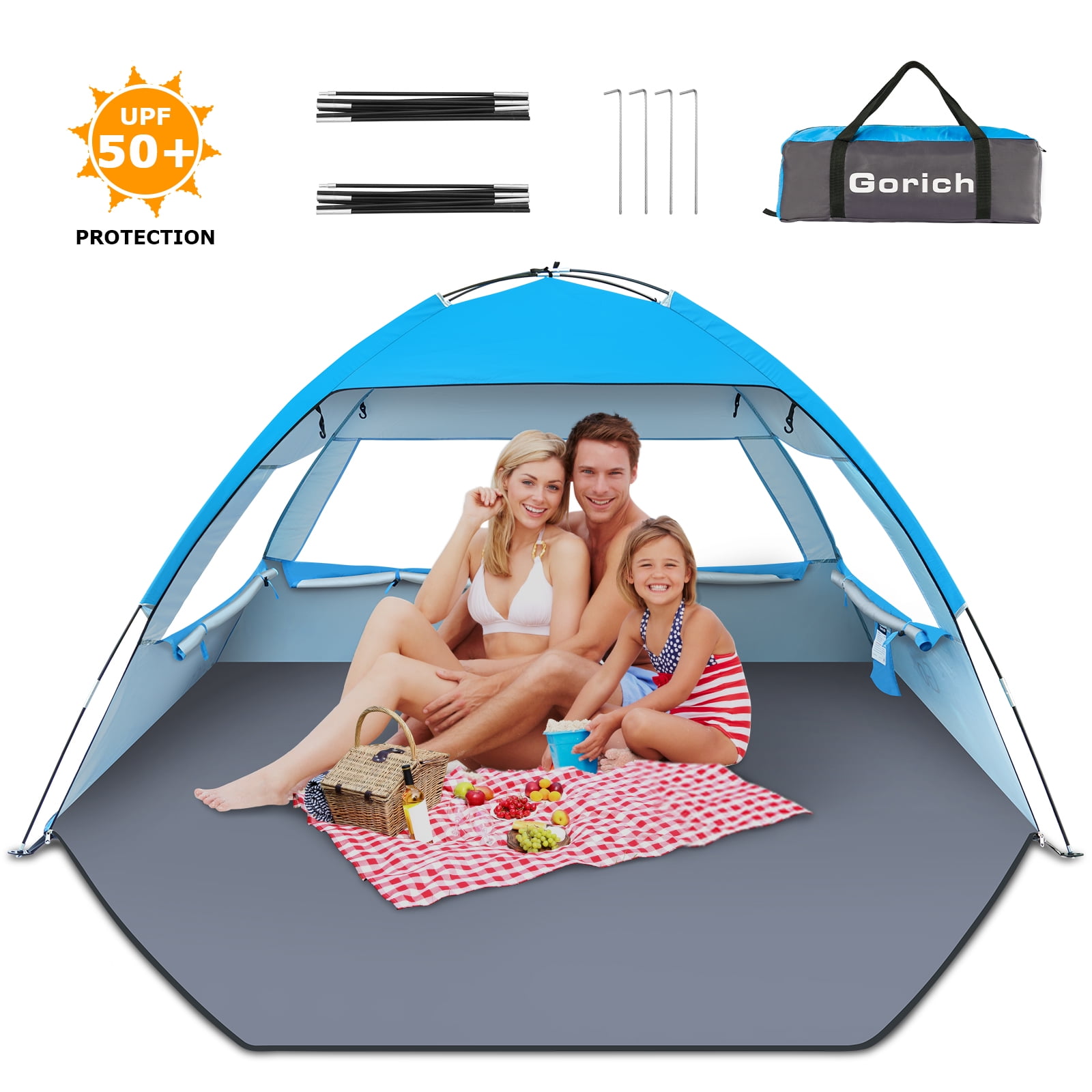 Gorich Beach Tent, Beach Shade Tent for 34 Person with UPF 50+ UV