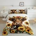 thumbnail image 3 of Castle Fairy Highland Cow 2pcs Bedding Comforter Set,Floral Sunflower Twin Comforter Sets,Flying Butterfly Breathable Bedding Set,Microfiber Teenager Bedroom Decor,Reversible, 3 of 9