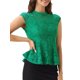 thumbnail image 4 of INSPIRAR CHIC Blusa sin mangas de encaje floral de ganchillo con cuello redondo y peplum para mujer XS Verde, 4 of 6