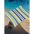 thumbnail image 2 of Sun Shade Sail 8'x10' Navy Blue Striped Rectangle Sun Shade Sails Canopy Waterproof Geometric Yellow Stripes Outdoor Sunshades Sand UV Block Cover Shades Cloth for Patio Backyard Garden Deck Porch, 2 of 9