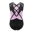 thumbnail image 4 of Haitryli Girls' Sleeveless Dance Leotards with Shorts Hair Tie Three-Piece Sparkling Ballet Unitards Gymnastics Outfits Light Purple 14, 4 of 7