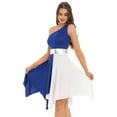 thumbnail image 4 of Aiihoo Women One Shoulder Liturgical Praise Dance Dress Asymmetrical Worship Dresses Lyrical Dance Dress Royal Blue L, 4 of 7