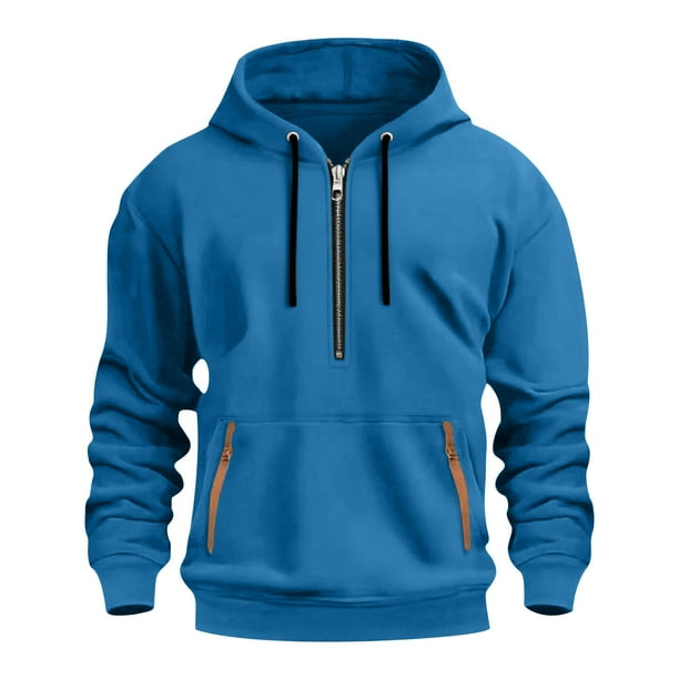 Kalauyu Men's Hooded Half-zip Sweatshirt - Soft Warm Long Sleeve Pullover for Casual Daily Wear