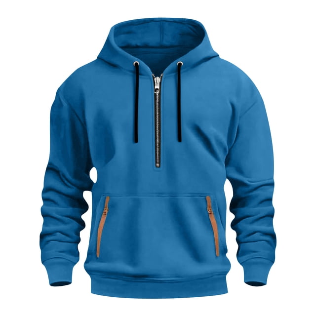 Kalauyu Men's Hooded Half-zip Sweatshirt - Soft Warm Long Sleeve Pullover for Casual Daily Wear