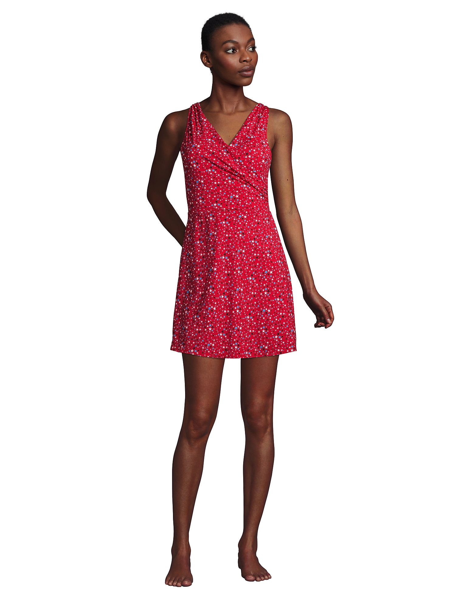 Lands' End Women's Chlorine Resistant Tummy Control Surplice Wrap Swim