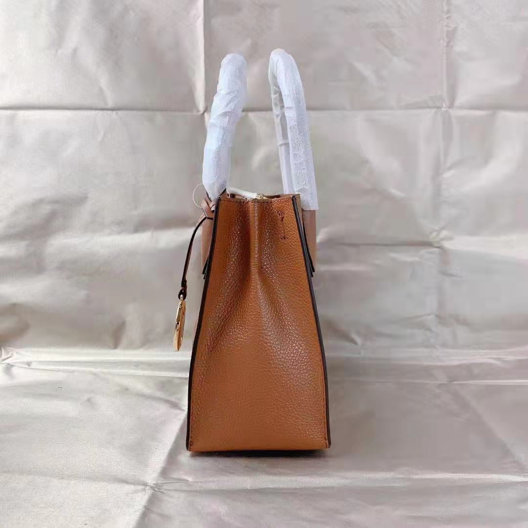 Michael Kors Mercer Medium Leather Messenger Crossbody Handbag (Brown Sig/Merlot)