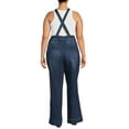 thumbnail image 2 of Dollhouse Junior's Plus Size Plunging Neckline Denim Jumpsuit, 2 of 4
