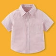 thumbnail image 2 of FYDUU Boys' Short Sleeve Dress Shirts Formal Uniform Button Down Striped Shirt Casual Classic Shirt Tops Versatile Summer Blouses Comfortable Tops 5-6 Years, 2 of 3