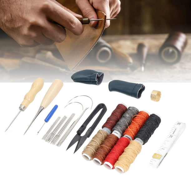 2 outils de couture en cuir, kit de réparation du cuir avec protection des  doigts en