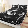 thumbnail image 4 of Castle Fairy Gothic Dancing Skeleton Bed Sheets 4-Piece,Boho Moth Floral Rose Full Size Sheets,White Black,1 Fitted Sheet,1 Flat Sheet and 2 Pillowcases, 4 of 6