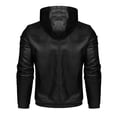 thumbnail image 3 of Men's PU Leather Jacket Youth Hooded Motorcycle Suit Casual Jacket Coat, 3 of 6