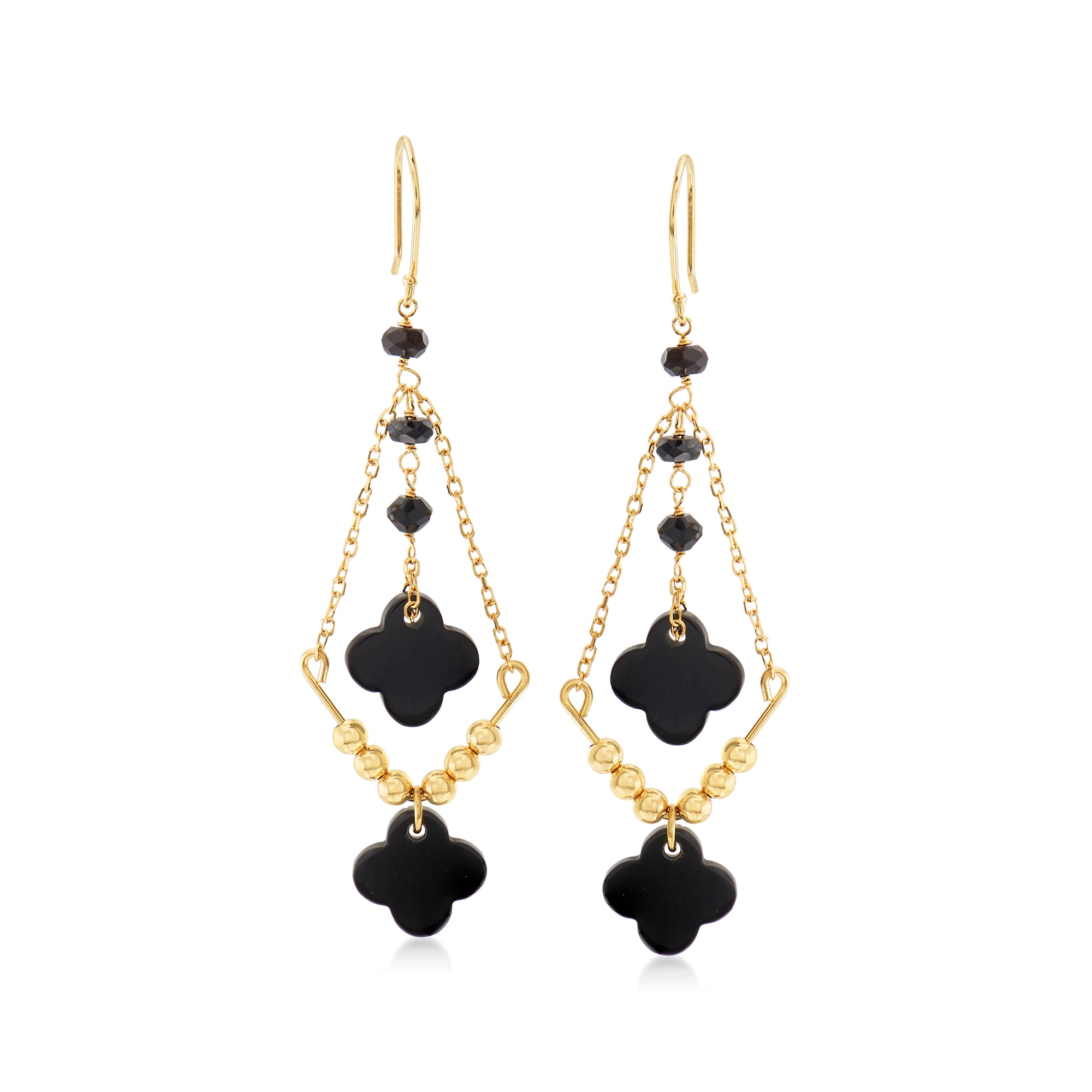 Details about   14K Yellow Gold over sterling black Spinel dangle Earring 