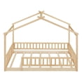 thumbnail image 4 of Jopath Full Size Floor Bed, Wood Bed with Slatted Base House Bed Frame with Fence for Kids Teens Girls Boys Natural, 4 of 8