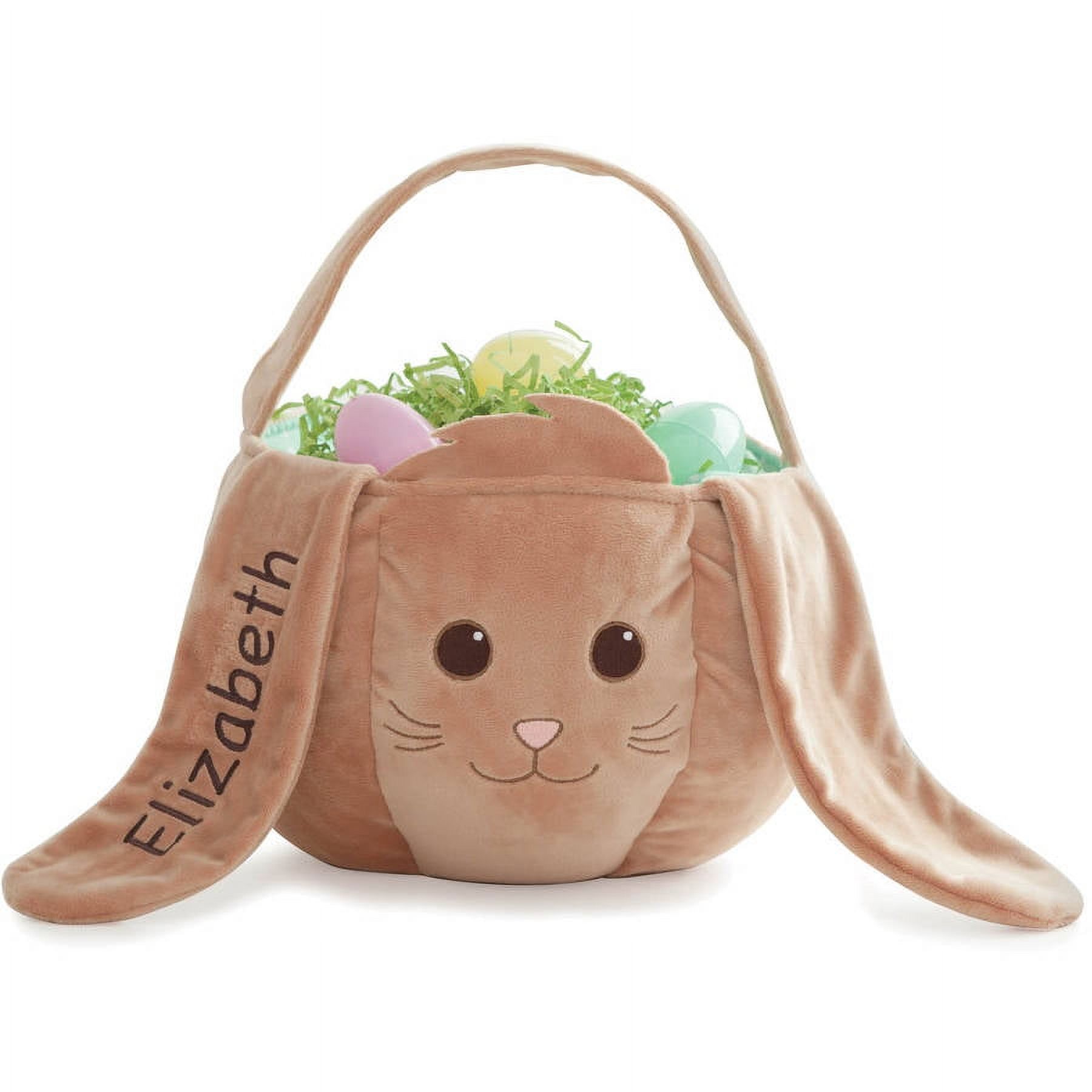 Personalized Plush Kids Easter Basket – Brown Bunny