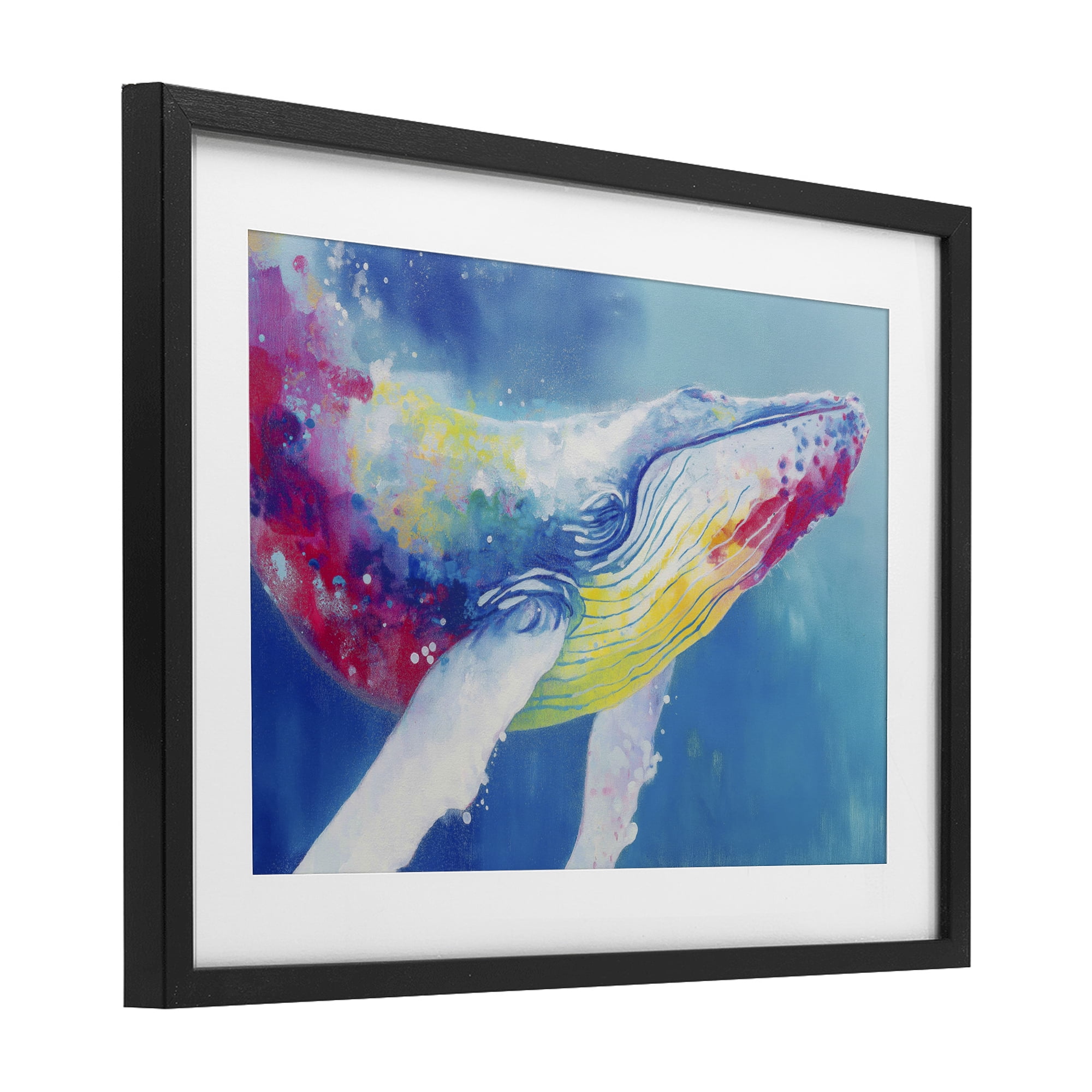Stupell Industries Breaching Humpback Whale Black Framed Print Under Glass, design by Chromatic Storm Studio