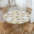 thumbnail image 4 of muroi Ginham Pattern Lemon Basket Fitted Round Tablecloth Waterproof Table Cloth with Elastic Edge Wipe Clean Table Cover for Indoor Outdoor Fits 45"-50", Medium, 4 of 6